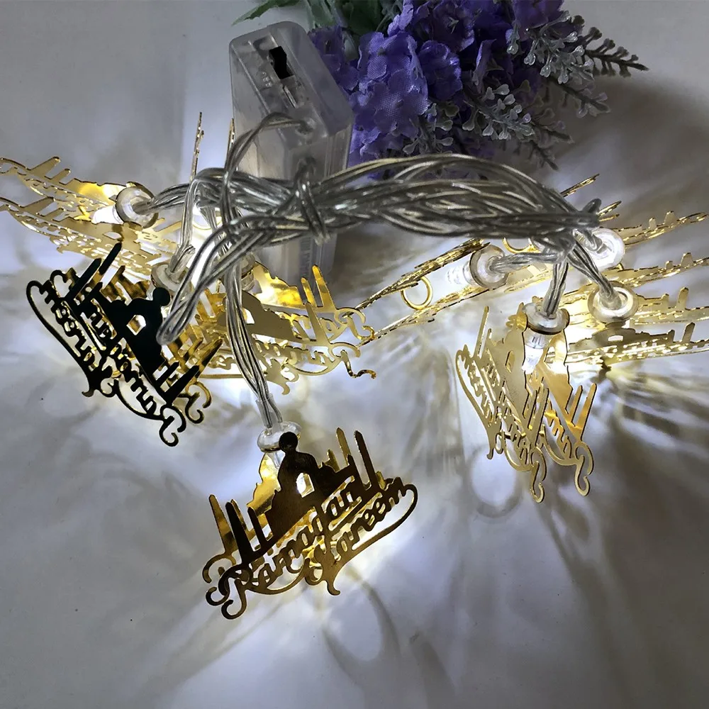 

LED Muslim Ramadan Festival wrought Iron Letter Castle Light String Decorative Lamps Lighting Bedroom Night Lights Decor