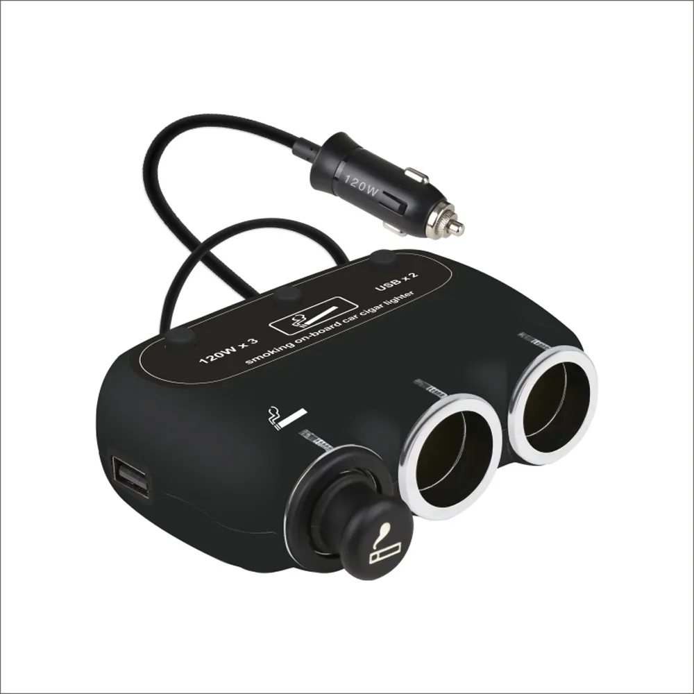 1 шт 12 V-24 V Dc Универсальный 3 Way USB розетки машинная Зажигалка для сигарет Мощность адаптер-разветвитель Портативный Зарядное устройство для телефона