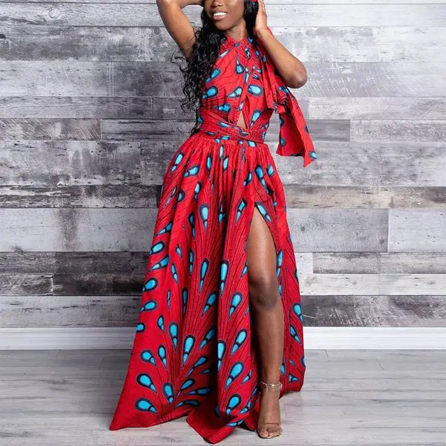 Amaka Sleeveless Long Ankara Dress - Image 4