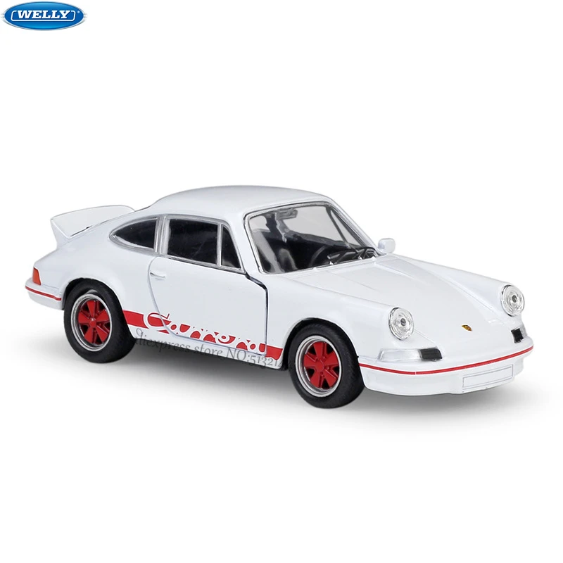 WELLY 1:36 1973 Porsche Carrera RS легированная модель машины имитационная Коллекция игрушек вытягивающая машина Коллекция подарков - Цвет: Белый
