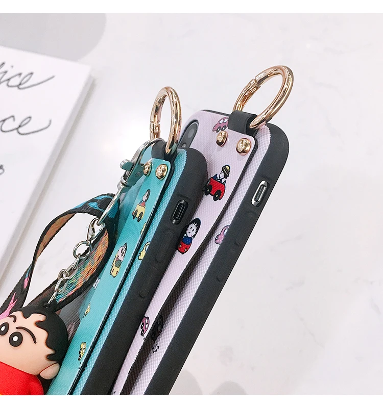 Oneplus 7 pro Crayon Shin-Chan Wrist Strap Soft TPU Phone Case for Oneplus 3 3T 1+5 5T One plus6 6T 1+7 Cute Case+ toy+ Strap