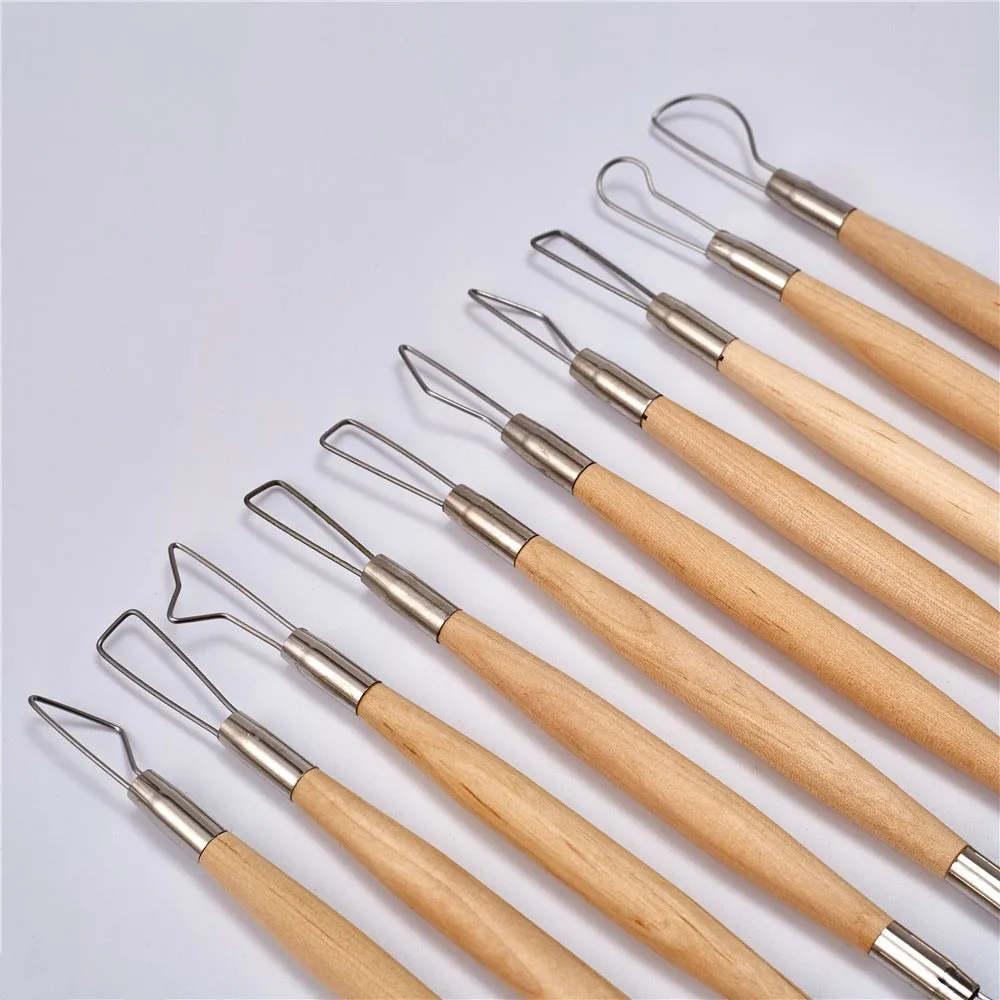 

1Set Stainless Steel Wire Double Head Carving Tool With Wooden Handle Round Silk knives Export Standard Clay Carving Accessories
