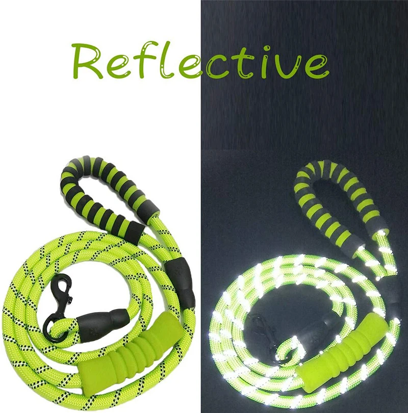 Strong Reflective Medium Large Dog Leash Double Handles