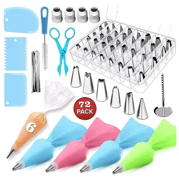 

72Pcs Cake Decorating Baking Tools Cream Decorative Scraper Squeeze Bag Different Shapes And Decorations