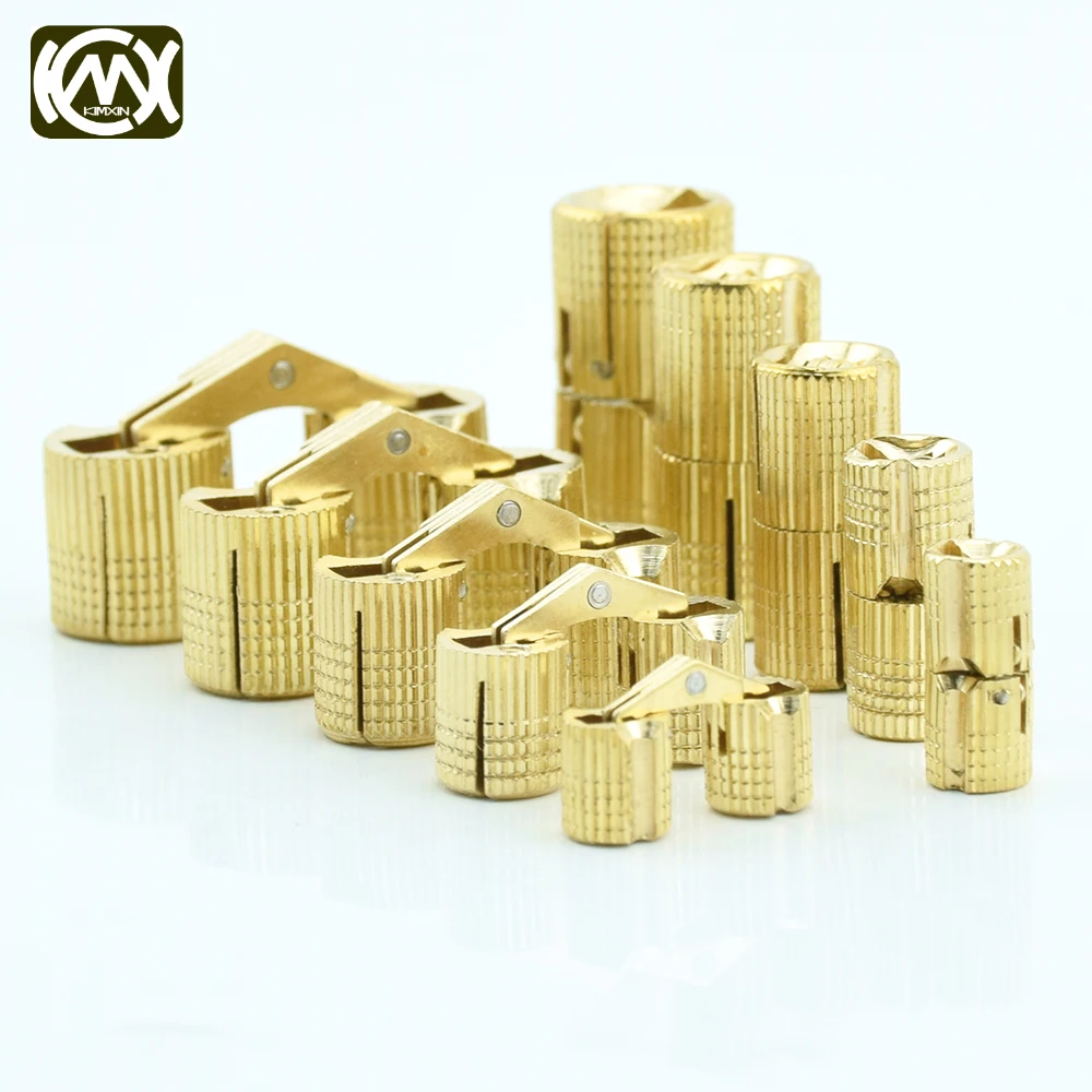 US $360.00 500Pcs D10225mm KIMXIN Brass Copper Barrel Hidden Hinges Gift Woodenbox Box Door Furniture Hardware Circular Cabinet Hinge