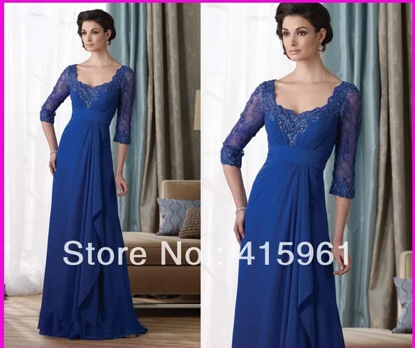 farsali Королевское синее вышитое бисером кружевное платье vestidos de novia с длинным рукавом платья для матери невесты вечерние платья