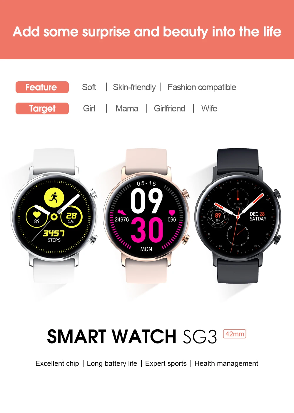 SG3 Смарт часы Для мужчин 390*390 HD AMOLED Smartwatch ЭКГ IP68 крови Давление фитнес трекер для