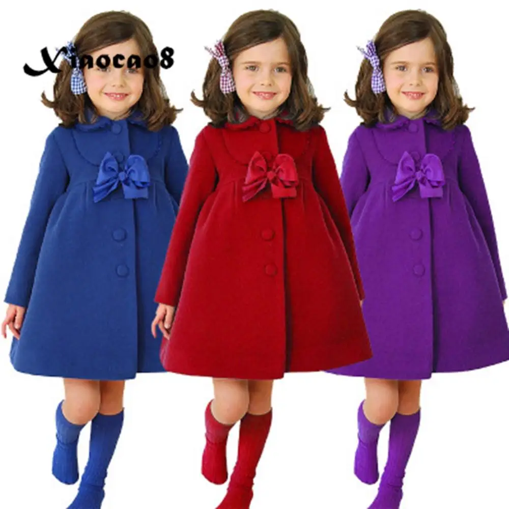 Baby Girl Clothes Autumn Dress Kids Woolen Bow Dre...