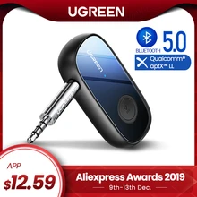 Ugreen receptor bluetooth 5.0 aptx ll 3.5mm aux jack adaptador de áudio sem fio para o carro pc fones microfone 3.5 bluetooth 5.0 receptor(China)