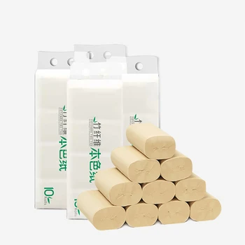 

4 Layers Bamboo Pulp Roll Paper Domestic Napkin 10 Rolls No Water Absorption Toilet Paper Wholesale