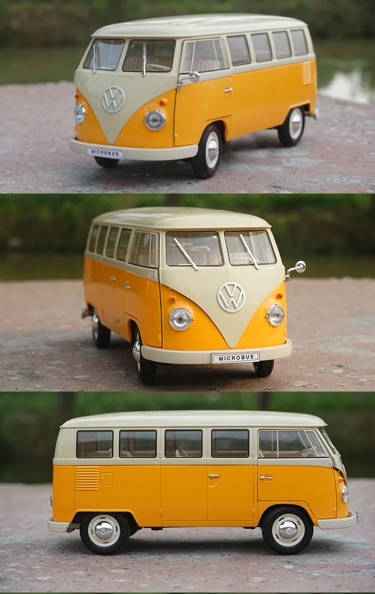1/18 игрушка для мальчика литая модель автомобиля Коллекционная модель автомобиля подарок для детей 1:18 статические автомобили T1 автобус подарок на день рождения