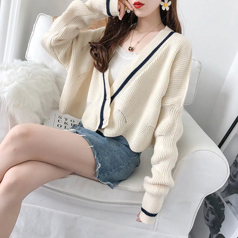 

Lazy women sweater female short paragraph loose wear 2019 autumn new wool knit cardigan