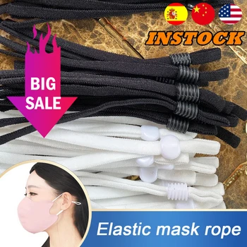 

50 Pcs mask Sewing Elastic Band Cord with Adjustable Buckle Stretchy Mask Earloop Lanyard Earmuff Rope DIY Making Supplies