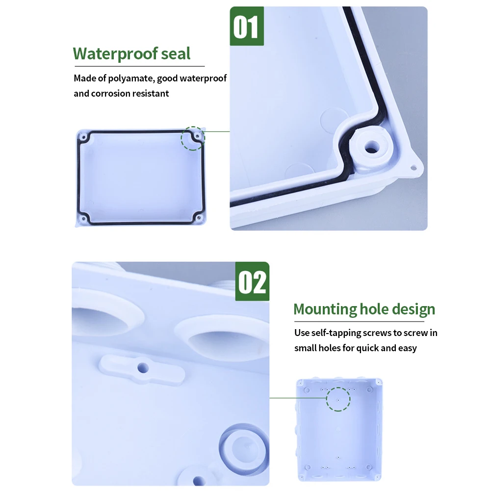 With Plug Junction Box Protection Multi Holes ABS For Electric Cable Outdoor Accessories Durable Practical IP55 Waterproof