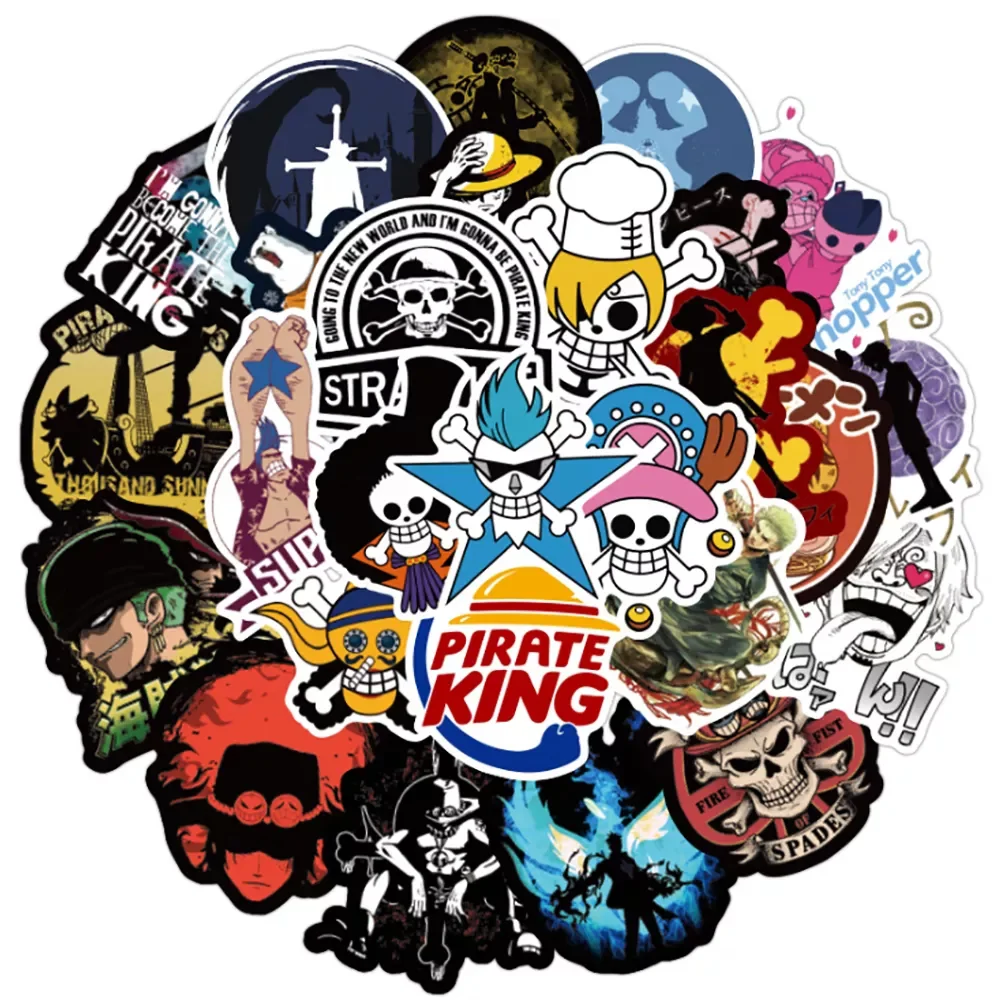 10/30/50/100PCS Mixed Anime ONE PIECE Stickers Skateboard Fridge Guitar Laptop Motorcycle Travel Luggage Waterproof Fun Stickers