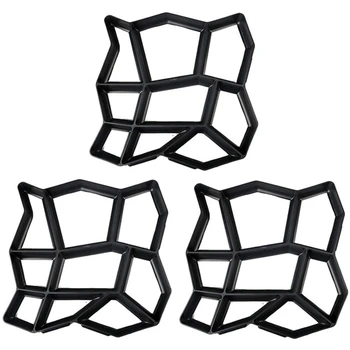 

LBER 3 Pack Irregular DIY Pavement Mold Walk Maker Path Maker Brick Mold Concrete Form Pathmate Stepping Stone Molds for Garden,