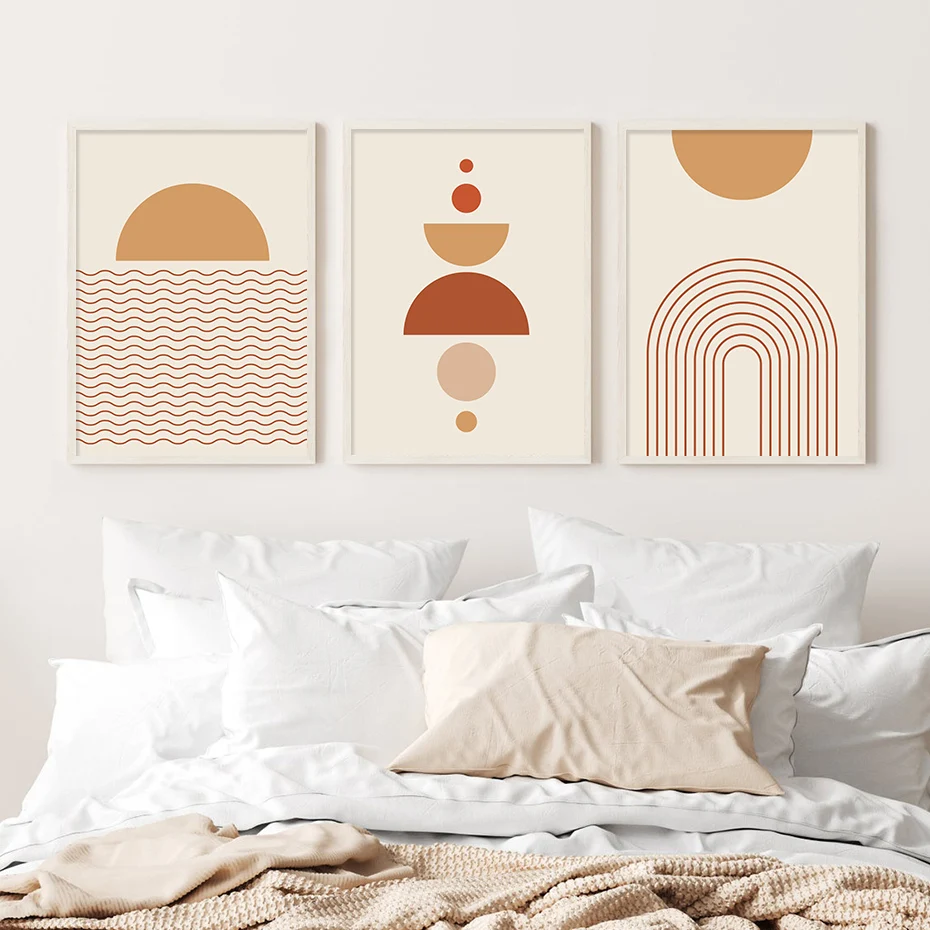 Boho Abstract Geometrico Sun Rise Moon Phase Poster Canvas Painting Wall Art Print Pictures For Bedroom Interior Home Decoration