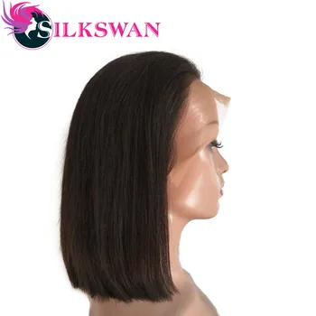 

Silkswan Brazilian Hair Short Human Hair Wigs Bob Wigs Remy Hair 13*4 Lace Front Wigs For Women 180 Density Natural Color Hair