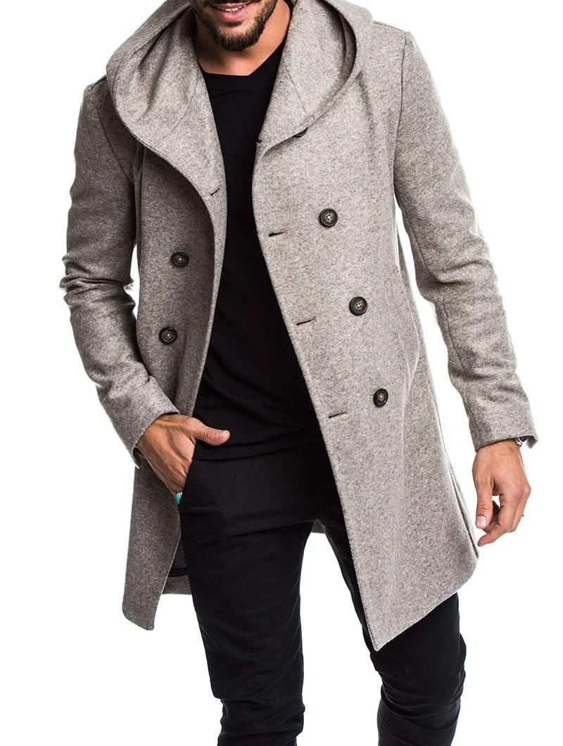 ZOGAA/Лидер продаж, стиль, модный, теплый, зимний, мужской, однотонный, на пуговицах, с карманом, британский стиль, шерстяной Повседневный Тренч, длинное пальто