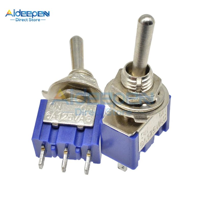 MTS-102/103/202/203/302/303/402/403/123/223 Mini Toggle Switch 125V/6A 250V/3A 3/6/12 Pin 2/3 Position Copper/Silver Contact