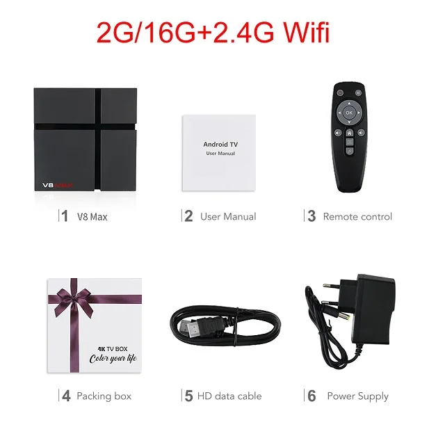 2GB 16GB Wechip V8 Max Smart Android 9.0 TV Box Amlogic S905X2 LPDDR3 Wifi Wireless Set Top Box 4GB RAM 4K HD YouTube Media Player TVBOX - Цвет: 2GB 16GB