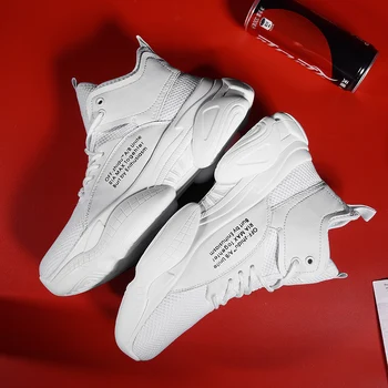 

New Arrivals White Oblique Mesh Breathable Sneaker with Mens Fashion Spring Autumn Shoes Men Sneakers Shoe High Top Men Shoes