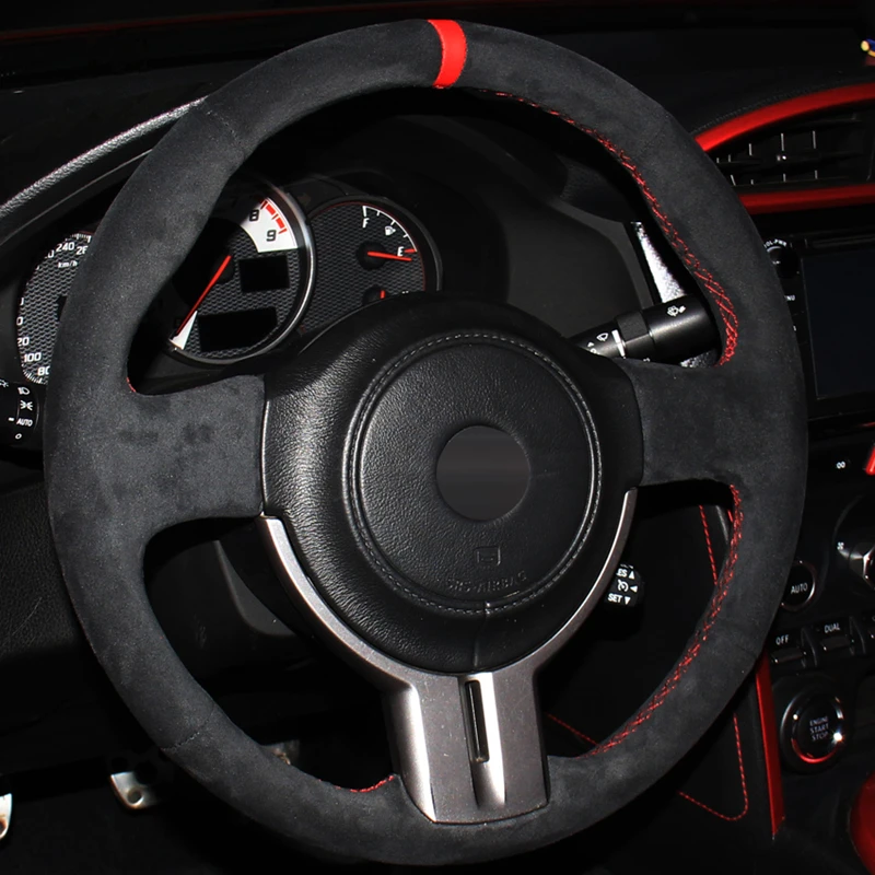 Черный замшевый DIY ручной сшитый чехол рулевого колеса автомобиля для Toyota 86 Subaru BRZ