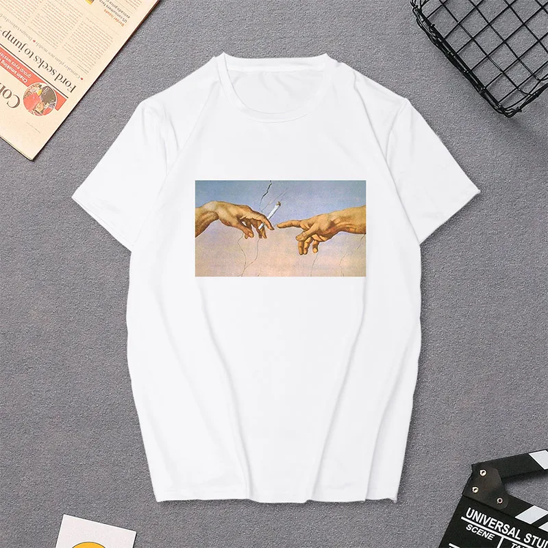Женская футболка в стиле Харадзюку, футболка с принтом статуи Дэвида микеланжело, летняя футболка с принтом рок-музыки, поп-звезды, черная футболка унисекс в стиле хип-хоп - Цвет: T33-1