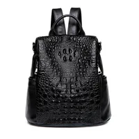 New Fashion 100% Genuine Leather Women Alligator Backpacks Luxury Brand Female Real Natural Leather Lady Girl Student Backpack 1