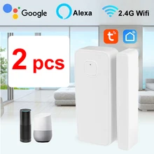 

2 Pcs Tuya Smart WiFi Door Sensor Smart House Door Open / Closed Detectors Window Sensor Support Smartlife App Alexa Google Home