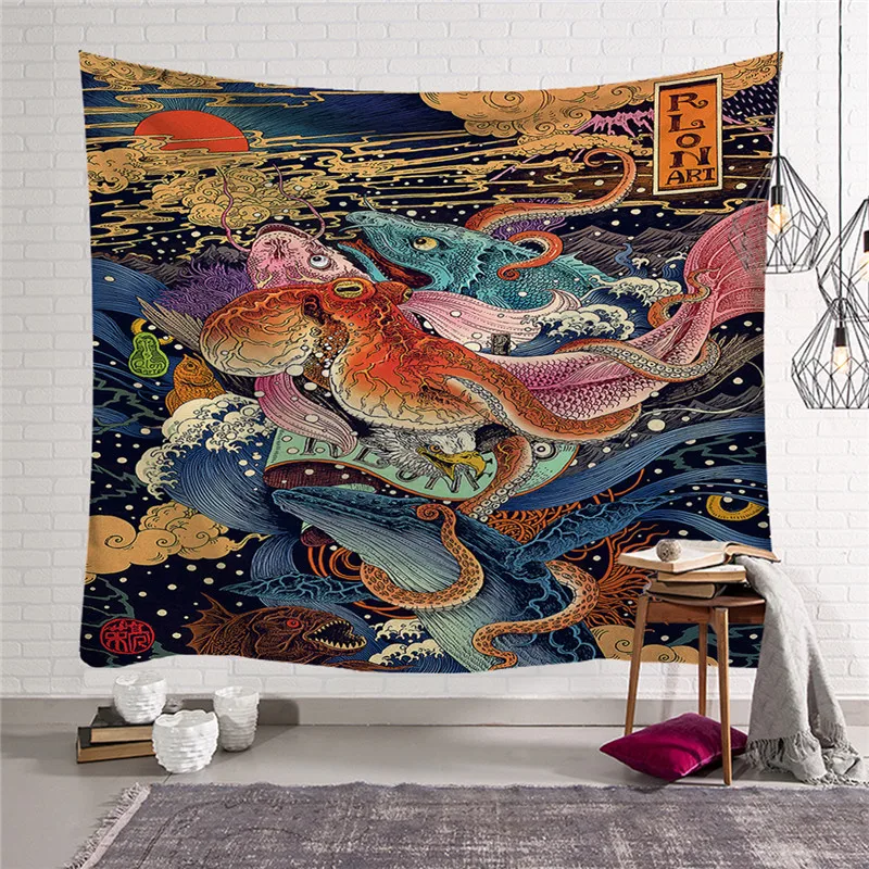2019 Fashion Cartoon Anime Print Wall Tapestry Home Decor Wall Hanging Beach Hippie Blanket  Home Decor tapestry w3-new-Lo-5