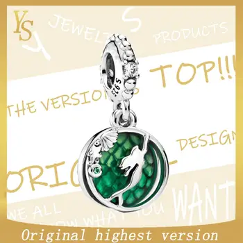 

YS 100%S925 Charms high quality high version 1:1 original 2019 autumn model "Mermaid-Green" 798231CZ Charms