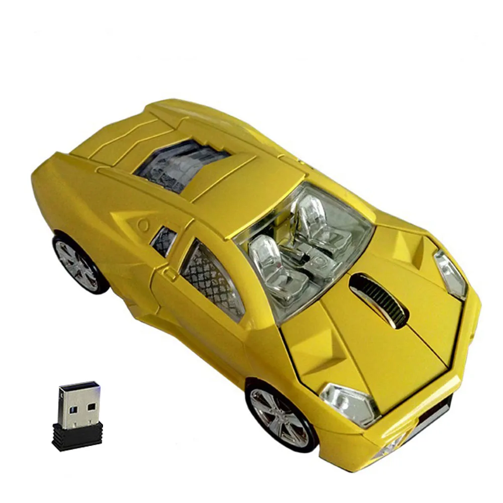 2.4GHz Computer Accessories Optical Mice USB Interface 2 Keys Wireless Mouse Battery Powered Scroll Car Shape Ornament Universal
