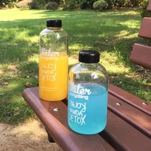 Горячая портативная стеклянная бутылка для воды прозрачная чашка с буквенным принтом для спорта на открытом воздухе TI99