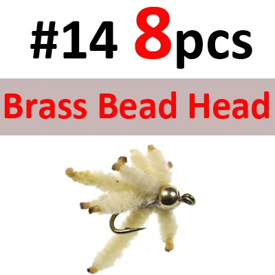 8PCS Brass SIZE 14 ICERIO 8 шт белый Maggots кластер наживка «червяк» для форель Карп ловля окуня муха приманки в виде насекомых - Цвет: 8PCS Brass SIZE 14