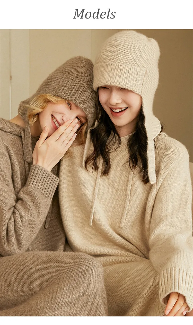 Russische Ushanka-Mütze für Damen mit Ohrenklappen, 100 % Kaschmir, Wintermütze, winddicht, dick, warm, schneefest, hohe Qualität. – Detail 4