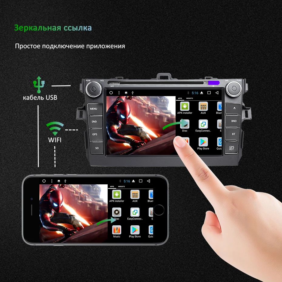 DSP ips экран 4G 64G Android 9,0 AV выход автомобильный dvd-плеер для Toyota corolla 2007 2008 2009 2010 2011 gps навигация ПК