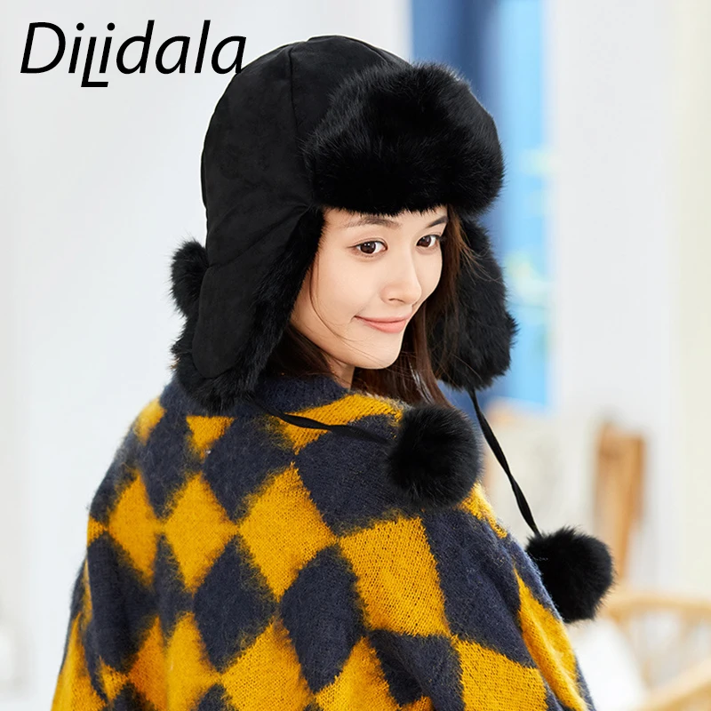 Dilidala, Женская осенне-зимняя вязаная шапка, Корейская версия, дикая, Northeast Lei Feng, шапка, ветрозащитная шапка,, зимние шапки для женщин