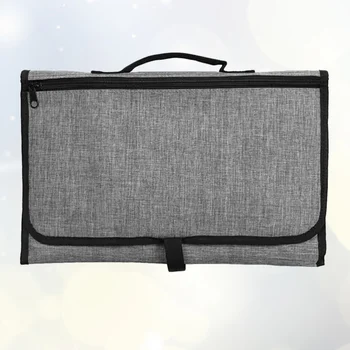 

1pc Baby Waterproof Diaper Mat Foldable Nappies Changing Pad Portable Multifunctional Diaper Change Mat Storage Bag (Grey)