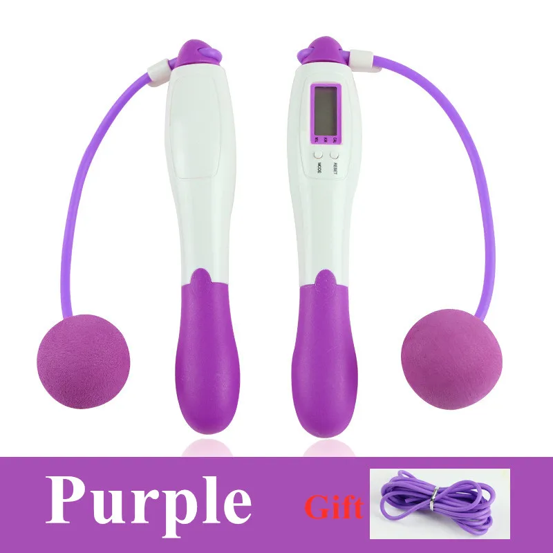 Purple Скакалка со счетчиком запасной регулируемый кабель скорость веревка анти-обмотка для кроссфита потребления калорий тренировки оборудования - Цвет: Purple