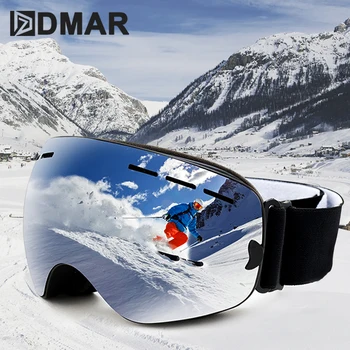 

Magnetic Ski Goggles UV400 Plus Lens Anti-fog Protection Keep Warm Big Lenses Glasses Men Women Snowboard Goggles Skating
