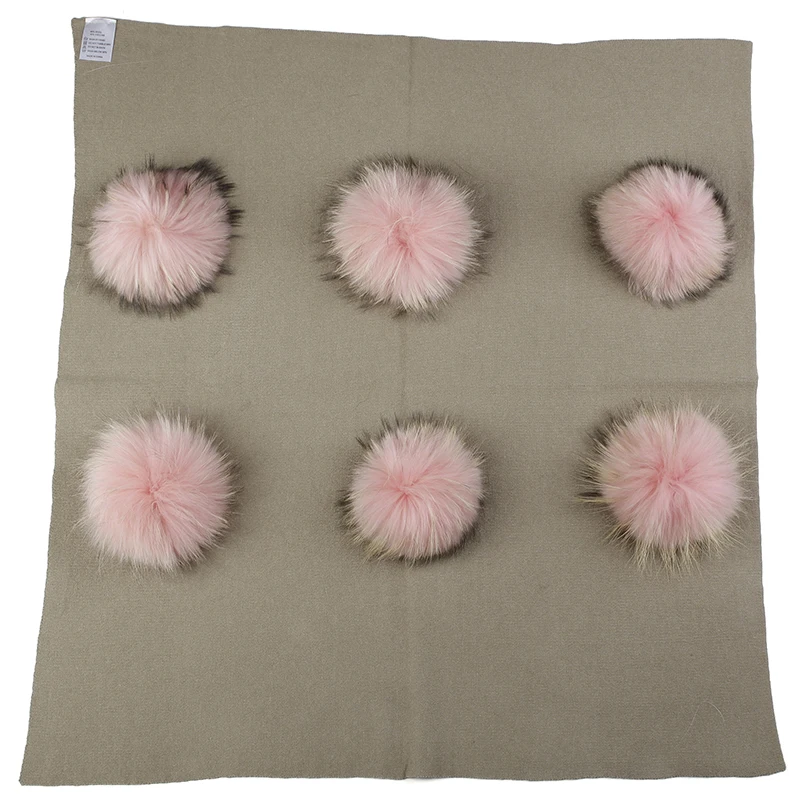 khaki pink Geebro/теплое кашемировое Пеленальное Одеяло для новорожденных и детей постарше, одеяло для сна для путешествий с помпоном из натурального меха 15 см, постельные пеленки - Цвет: khaki pink