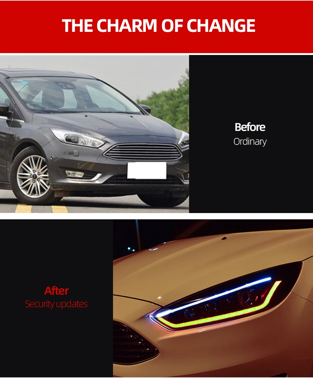 2 шт. светодиодный фары для Ford Focus Автомобильные фары ангельские глазки ксенон HID комплект Противотуманные фары Дневные ходовые огни