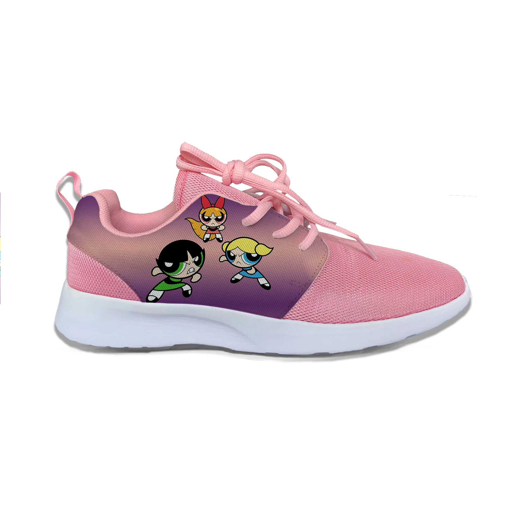 Powerpuff девушки Забавный мультфильм горячие милые модные спортивные кроссовки дышащие кеды из легкой сетчатой ткани 3D принт для женщин