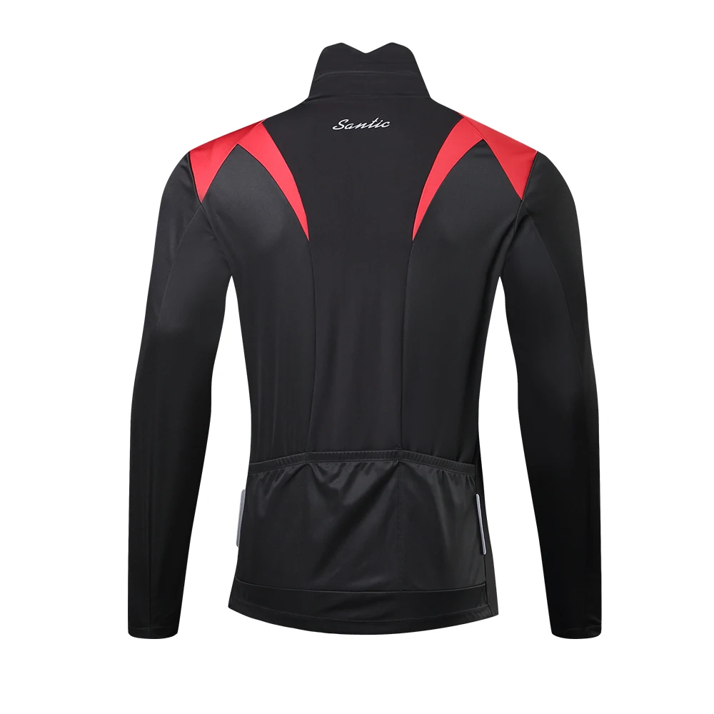 Santic зимние куртки для велоспорта мужчин ветрозащитная Флисовая теплая