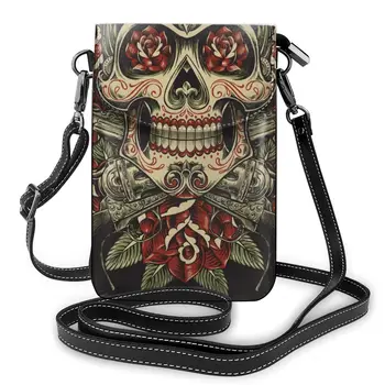 

Fashion Woman Shoulder Bag Vintage Skull Roses Flowers Ladies Small Bag Wild Simple Female Daily Messenger Bag