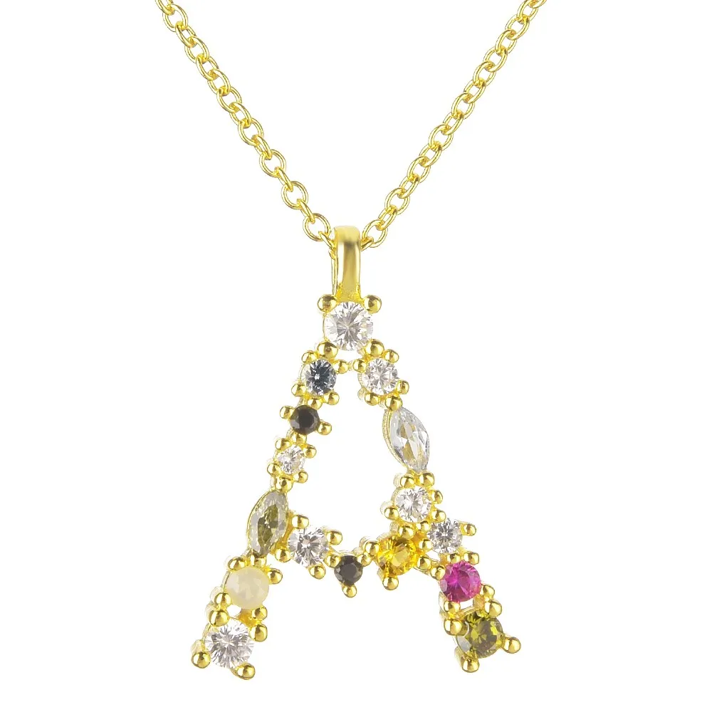 Gold A Altruist 925 пробы серебро I Am Initial C P кулон Nekclace Красочный Кристалл Мини-проба Длинная цепочка регулируемое ожерелье ювелирные изделия - Окраска металла: Gold A