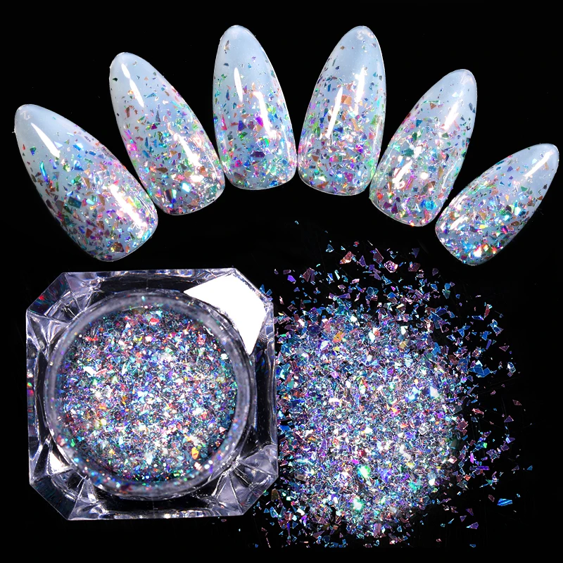 

1g Glitter Nail Sequins Holographics Powder Shining Irregular 3D Hexagon Colorful Sequins Summer Popular DIY Nail Art Decoration