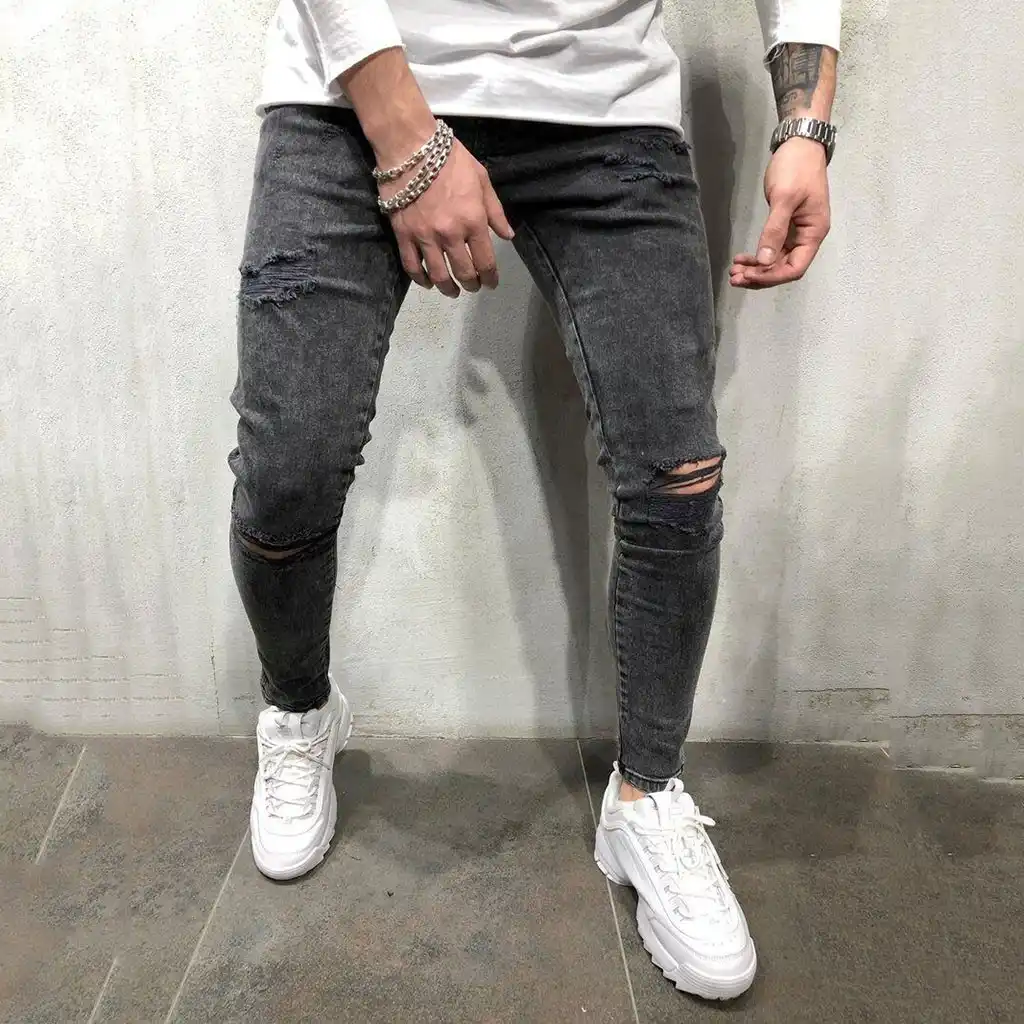 men distressed skinny jeans