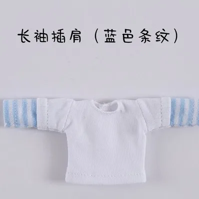 1 шт. OB11, Одежда для куклы bjd, полосатая футболка с длинными рукавами для куклы, аксессуары для одежды(fit obitsu11, ob11, 1/12 bjd кукла - Цвет: white blue
